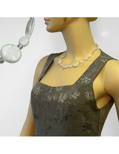 necklace disk wax-white 47cm