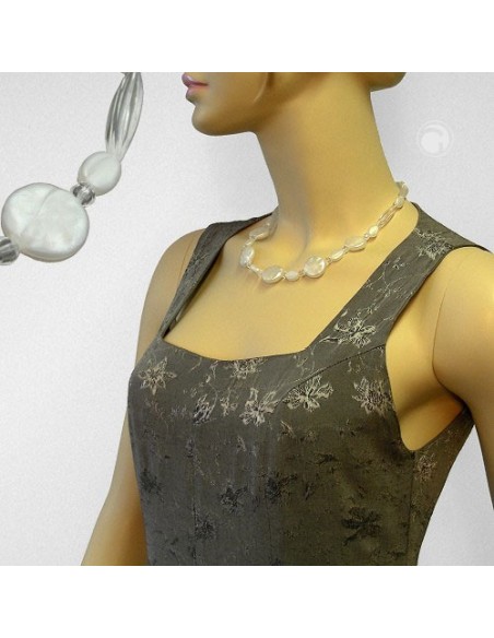 necklace disk wax-white 47cm