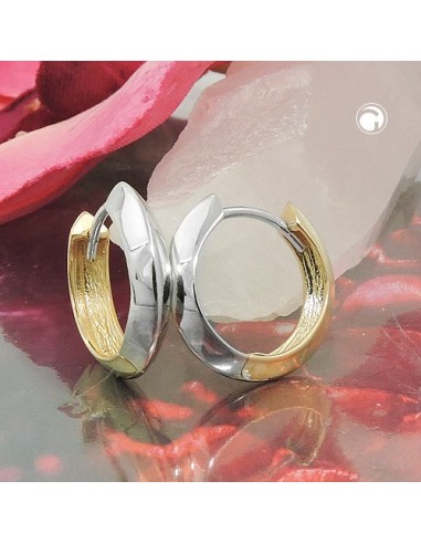 hoop earrings 14x3mm hinged hoop bicolor alloyed 9k gold