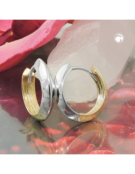 hoop earrings 14x3mm hinged hoop bicolor alloyed 9k gold