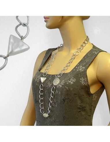 necklace wide curb chain crystal pearl 90cm