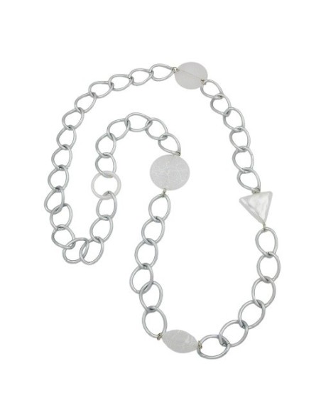 necklace wide curb chain crystal pearl 90cm