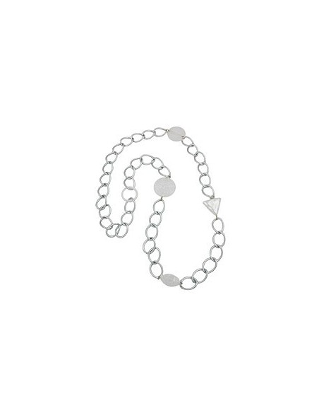 necklace wide curb chain crystal pearl 90cm