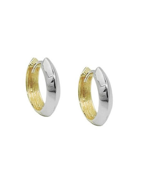 hoop earrings 14x3mm hinged hoop bicolor alloyed 9k gold