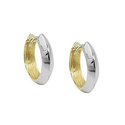 hoop earrings 14x3mm hinged hoop bicolor alloyed 9k gold