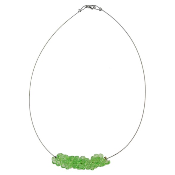 necklace flower beads green transparent