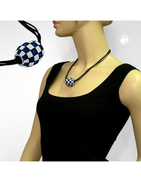 necklace olive ivory-blue & gold 50cm