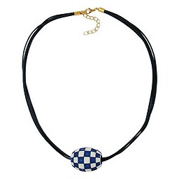 necklace olive ivory-blue & gold 50cm