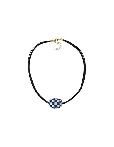 necklace olive ivory-blue & gold 50cm