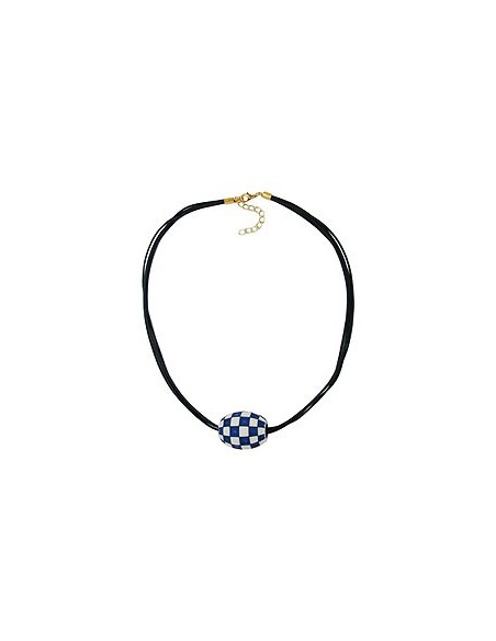 necklace olive ivory-blue & gold 50cm