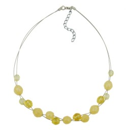 necklace yellow glass beads on coated flexible wire