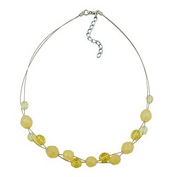 necklace yellow glass beads on coated flexible wire