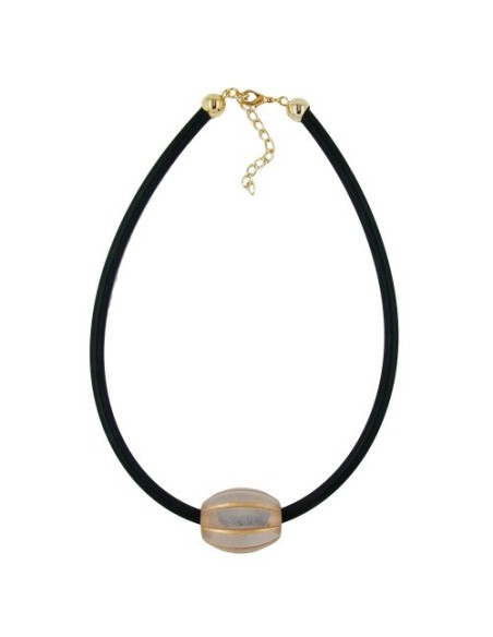 necklace olive shaped beads grooved