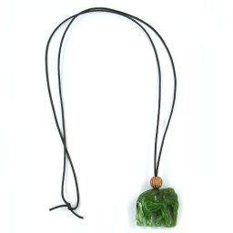 necklace elephant olive green