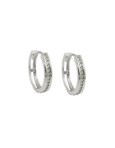 hoop earring 14x3mm hinged with zirconias 9k white gold