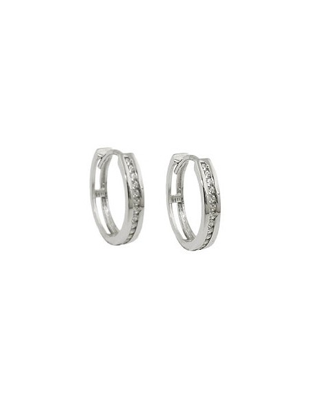 hoop earring 14x3mm hinged with zirconias 9k white gold