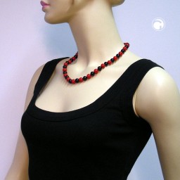 necklace bead chain beads 10mm red-black 50cm