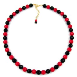 necklace bead chain beads 10mm red-black 50cm