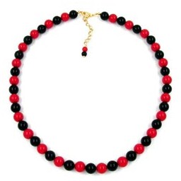 necklace bead chain beads 10mm red-black 50cm