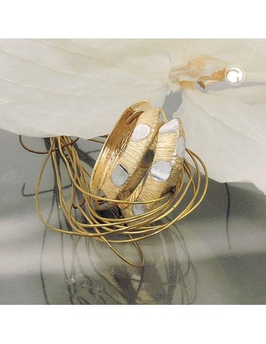 hoop earrings 14x3mm hinged square bicolor diamond cut 9k gold