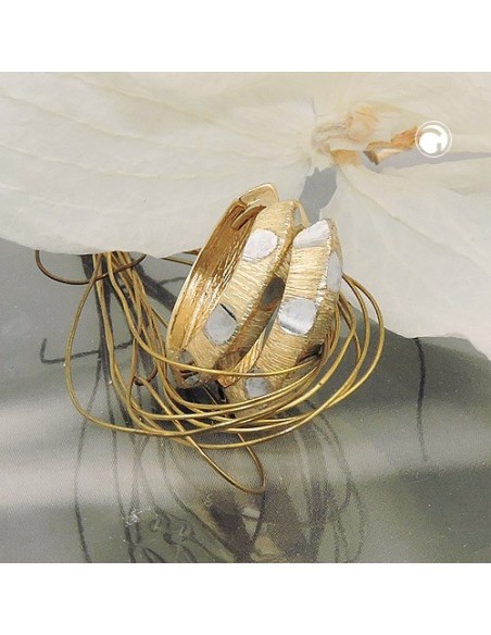 hoop earrings 14x3mm hinged square bicolor diamond cut 9k gold