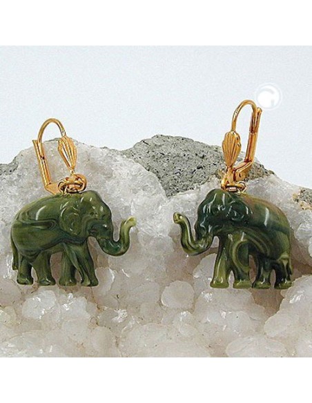 leverback earrings mini elephant olive
