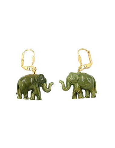 leverback earrings mini elephant olive