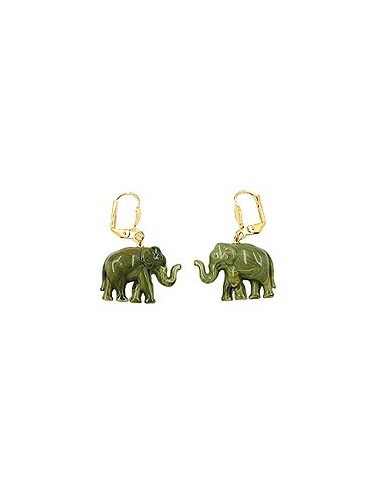 leverback earrings mini elephant olive