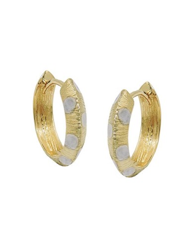 hoop earrings 14x3mm hinged square bicolor diamond cut 9k gold