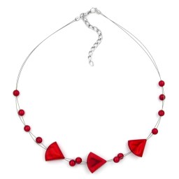 necklace red and various shaped beads