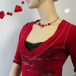 necklace red and various shaped beads