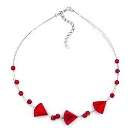 necklace red and various shaped beads