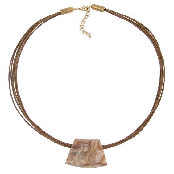 necklace trapezium beige marbled 45cm