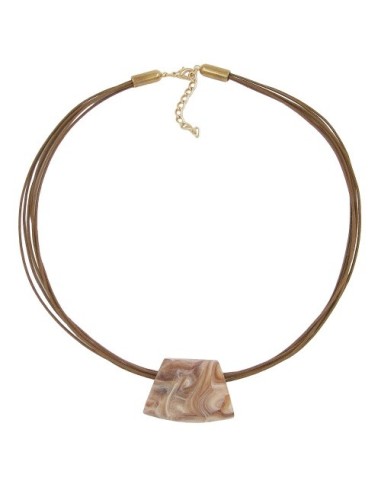 necklace trapezium beige marbled 45cm