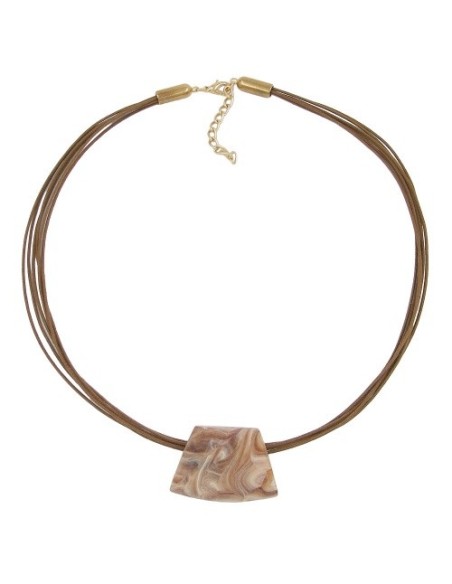 necklace trapezium beige marbled 45cm