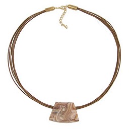 necklace trapezium beige marbled 45cm