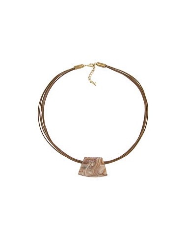 necklace trapezium beige marbled 45cm