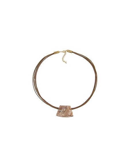 necklace trapezium beige marbled 45cm