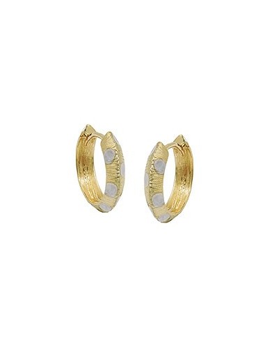 hoop earrings 14x3mm hinged square bicolor diamond cut 9k gold