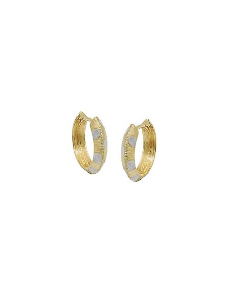 hoop earrings 14x3mm hinged square bicolor diamond cut 9k gold
