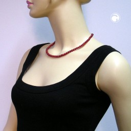 necklace beads 6mm silky/ wine/ red