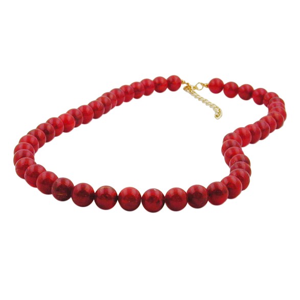 necklace 10mm beads raspberry-red