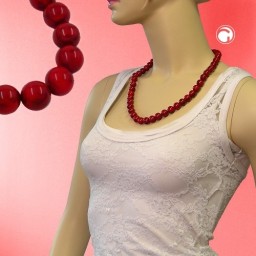 necklace 10mm beads raspberry-red