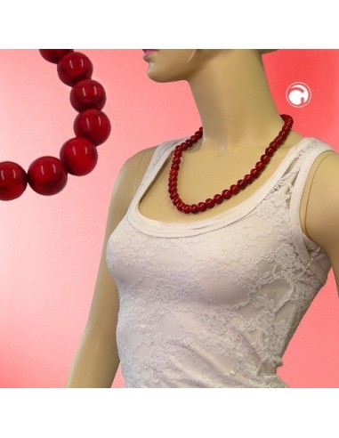 necklace 10mm beads raspberry-red
