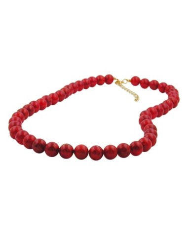 necklace 10mm beads raspberry-red