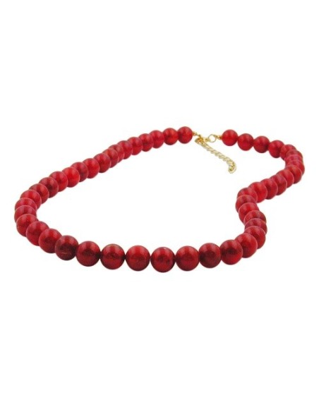 necklace 10mm beads raspberry-red
