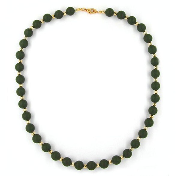 necklace bead chain olive-gold 50cm