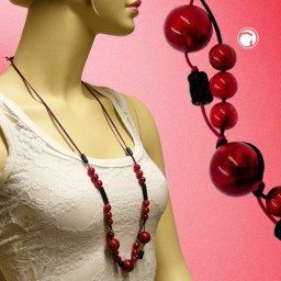 necklace beads red-black cord red-black