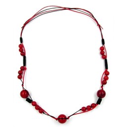 necklace beads red-black cord red-black