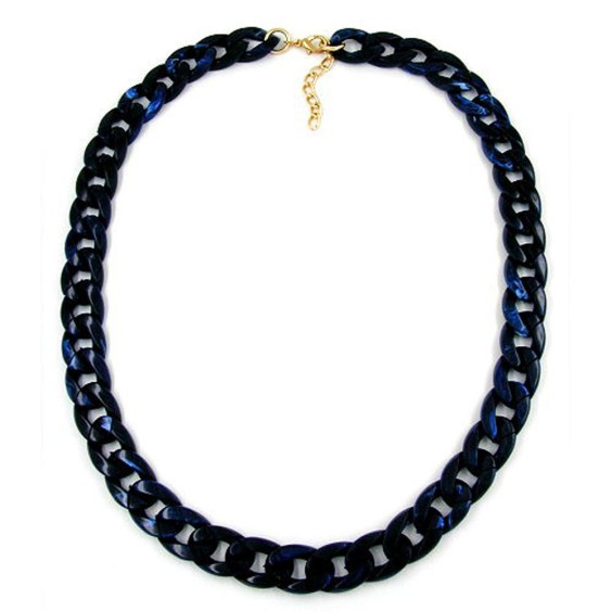 necklace curb chain blue 60cm